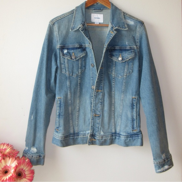 old navy distressed blue denim jacket🌟 - Picture 2 of 9
